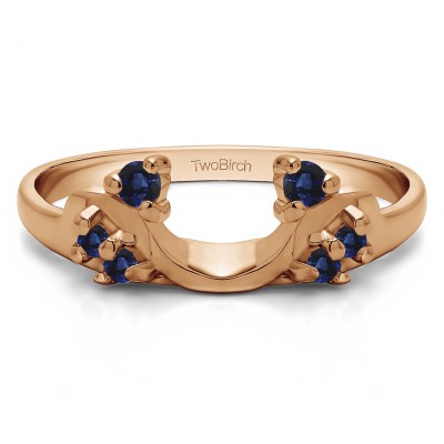 0.12 Ct. Sapphire Bypass Shared Prong Six Stone Ring Wrap in Rose Gold