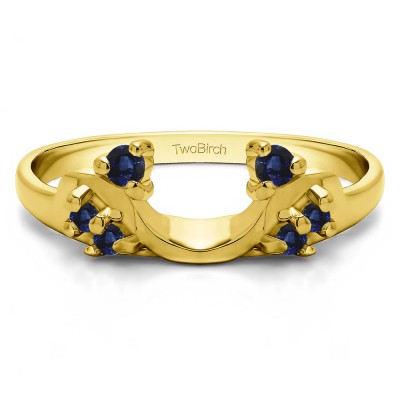 0.12 Ct. Sapphire Bypass Shared Prong Six Stone Ring Wrap in Yellow Gold