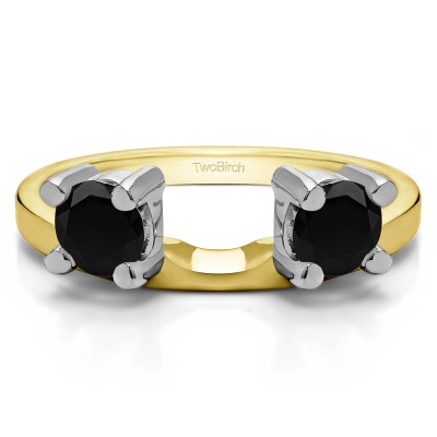 0.25 Ct. Black Two Stone Round Ring Wrap Enhancer in Two Tone Gold