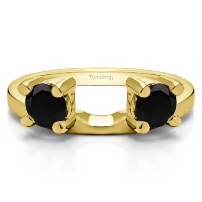 0.5 Ct. Black Two Stone Round Ring Wrap Enhancer in Yellow Gold
