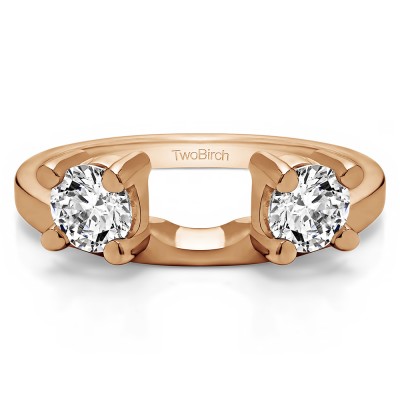 0.75 Ct. Two Stone Round Ring Wrap Enhancer in Rose Gold