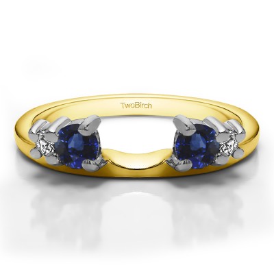 0.4 Ct. Sapphire and Diamond Graduated Four Stone Ring Wrap in Two Tone Gold