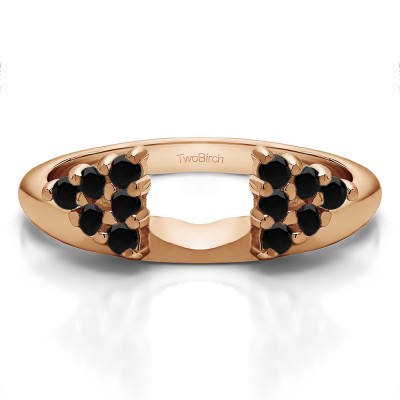 0.25 Ct. Black Twelve Stone Shared Prong Cluster Ring Wrap Enhancer in Rose Gold