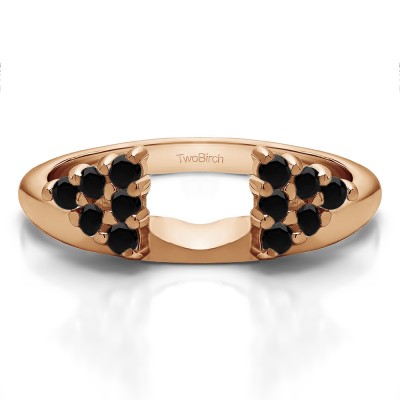 0.25 Ct. Black Twelve Stone Shared Prong Cluster Ring Wrap Enhancer in Rose Gold