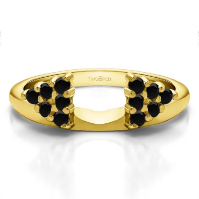 0.25 Ct. Black Twelve Stone Shared Prong Cluster Ring Wrap Enhancer in Yellow Gold
