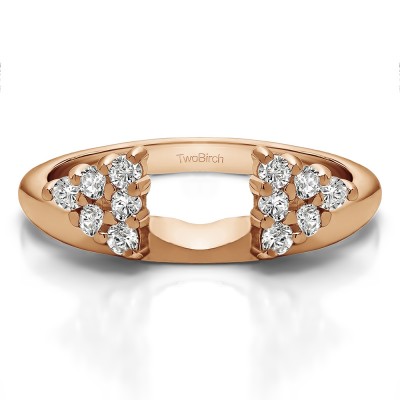 0.25 Ct. Twelve Stone Shared Prong Cluster Ring Wrap Enhancer in Rose Gold