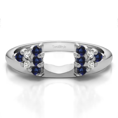 0.25 Ct. Sapphire and Diamond Twelve Stone Shared Prong Cluster Ring Wrap Enhancer