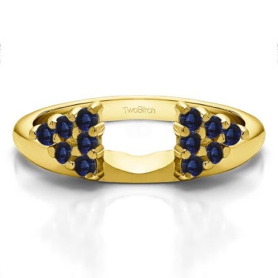 0.25 Ct. Sapphire Twelve Stone Shared Prong Cluster Ring Wrap Enhancer in Yellow Gold