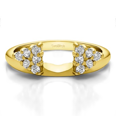 0.25 Ct. Twelve Stone Shared Prong Cluster Ring Wrap Enhancer in Yellow Gold