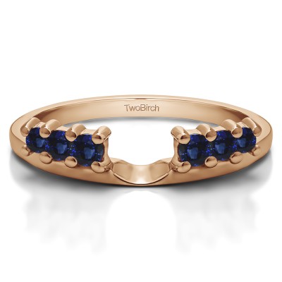 0.25 Ct. Sapphire Double Shared Prong Graduated Six Stone Ring Wrap in Rose Gold