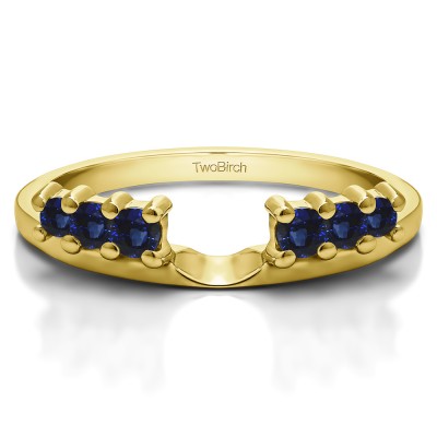 0.25 Ct. Sapphire Double Shared Prong Graduated Six Stone Ring Wrap in Yellow Gold