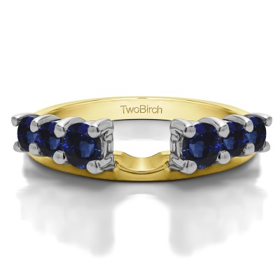 0.25 Ct. Sapphire Double Shared Prong Graduated Six Stone Ring Wrap in Two Tone Gold