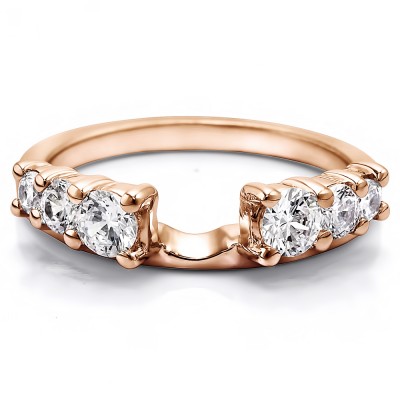 0.5 Ct. Double Shared Prong Graduated Six Stone Ring Wrap in Rose Gold
