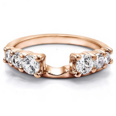 1 Ct. Double Shared Prong Graduated Six Stone Ring Wrap in Rose Gold