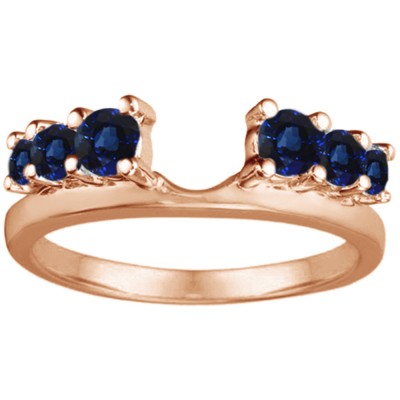 0.25 Ct. Sapphire Double Shared Prong Graduated Six Stone Ring Wrap in Rose Gold