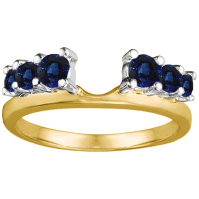0.25 Ct. Sapphire Double Shared Prong Graduated Six Stone Ring Wrap in Two Tone Gold