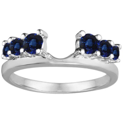 0.25 Ct. Sapphire Double Shared Prong Graduated Six Stone Ring Wrap