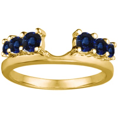 0.25 Ct. Sapphire Double Shared Prong Graduated Six Stone Ring Wrap in Yellow Gold