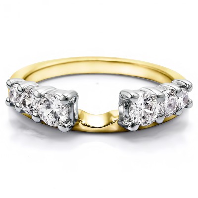 0.5 Ct. Double Shared Prong Graduated Six Stone Ring Wrap in Two Tone Gold