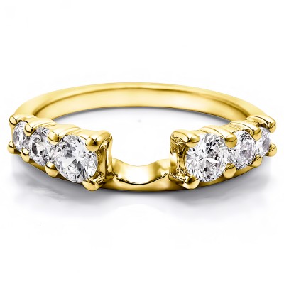 0.5 Ct. Double Shared Prong Graduated Six Stone Ring Wrap in Yellow Gold