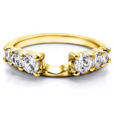 1 Ct. Double Shared Prong Graduated Six Stone Ring Wrap in Yellow Gold