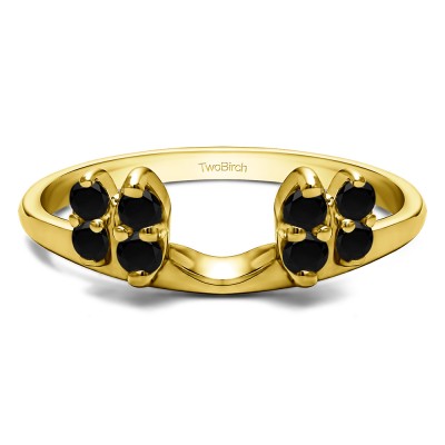 0.16 Ct. Black Marquise Shaped Round Ring Wrap Enhancer in Yellow Gold