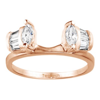 1 Ct. Tapered Baguette and Marquise Ring Wrap Enhancer in Rose Gold