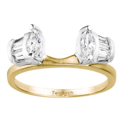 1 Ct. Tapered Baguette and Marquise Ring Wrap Enhancer in Two Tone Gold