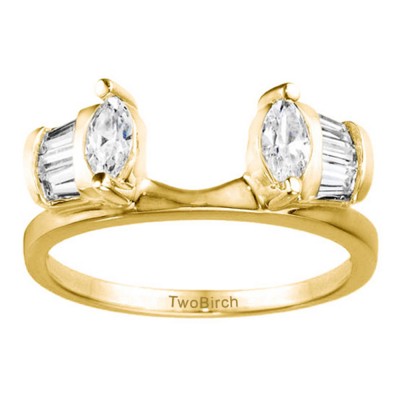 1 Ct. Tapered Baguette and Marquise Ring Wrap Enhancer in Yellow Gold