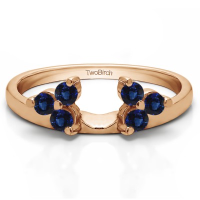 0.12 Ct. Sapphire Three Stone Cluster Ring Wrap Enhancer  in Rose Gold
