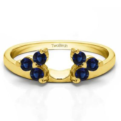 0.12 Ct. Sapphire Three Stone Cluster Ring Wrap Enhancer  in Yellow Gold