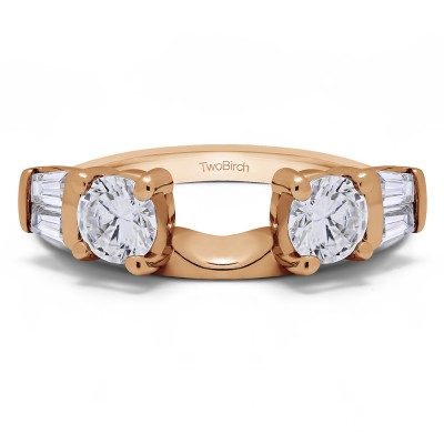 1 Ct. Round and Tapered Baguette Ring Wrap in Rose Gold