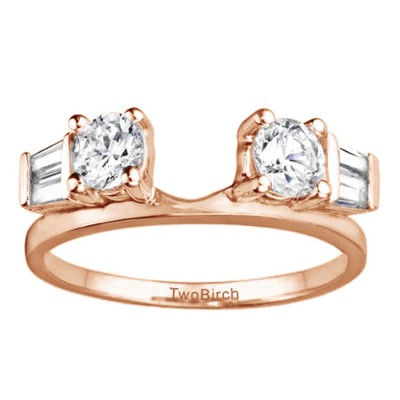 0.69 Ct. Round and Tapered Baguette Ring Wrap in Rose Gold