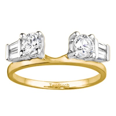 0.69 Ct. Round and Tapered Baguette Ring Wrap in Two Tone Gold