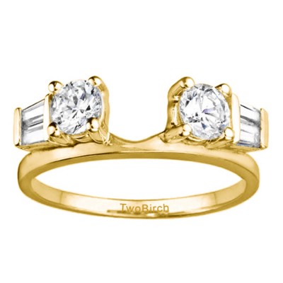 0.69 Ct. Round and Tapered Baguette Ring Wrap in Yellow Gold