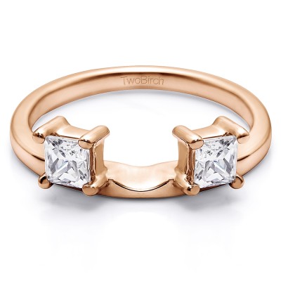 0.25 Ct. Two Stone Princess Cut Ring Wrap Enhancer in Rose Gold