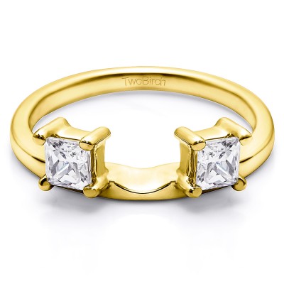 0.25 Ct. Two Stone Princess Cut Ring Wrap Enhancer in Yellow Gold