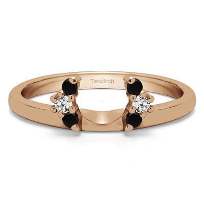 0.13 Ct. Black and White Round Half Round Halo Ring Wrap  in Rose Gold