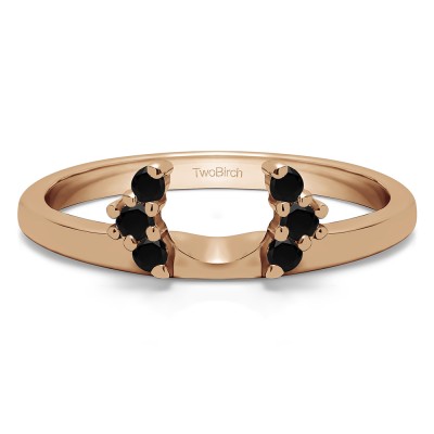 0.13 Ct. Black Round Half Round Halo Ring Wrap  in Rose Gold