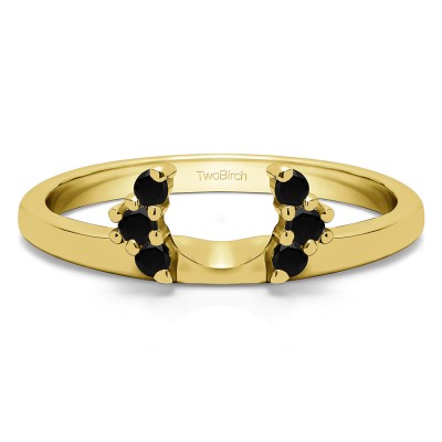 0.13 Ct. Black Round Half Round Halo Ring Wrap  in Yellow Gold