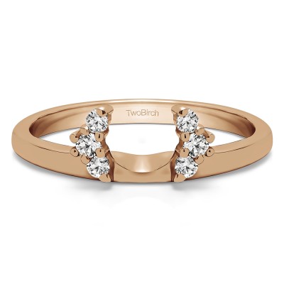 0.13 Ct. Round Half Round Halo Ring Wrap  in Rose Gold