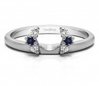 0.13 Ct. Sapphire and Diamond Round Half Round Halo Ring Wrap
