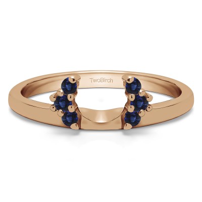 0.13 Ct. Sapphire Round Half Round Halo Ring Wrap  in Rose Gold