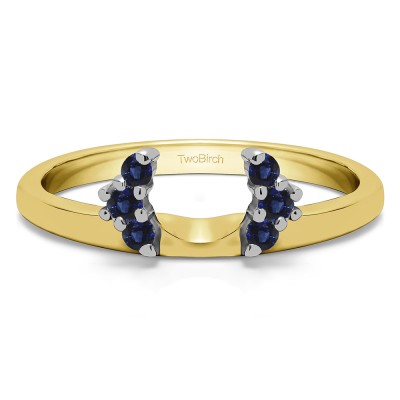 0.13 Ct. Sapphire Round Half Round Halo Ring Wrap  in Two Tone Gold