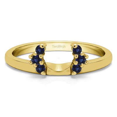 0.13 Ct. Sapphire Round Half Round Halo Ring Wrap  in Yellow Gold