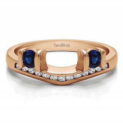 0.42 Ct. Sapphire and Diamond Two Stone Anniversary Ring Wrap in Rose Gold