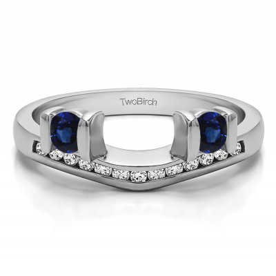 0.42 Ct. Sapphire and Diamond Two Stone Anniversary Ring Wrap