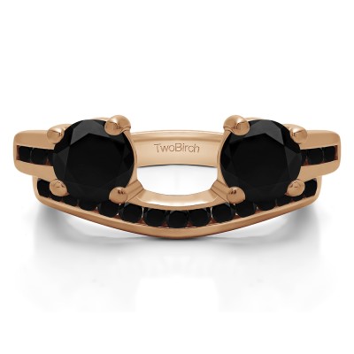 0.75 Ct. Black Two Stone Ring Wrap with Channel Set Band in Rose Gold