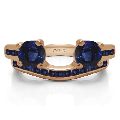 0.65 Ct. Sapphire Two Stone Ring Wrap with Channel Set Band in Rose Gold