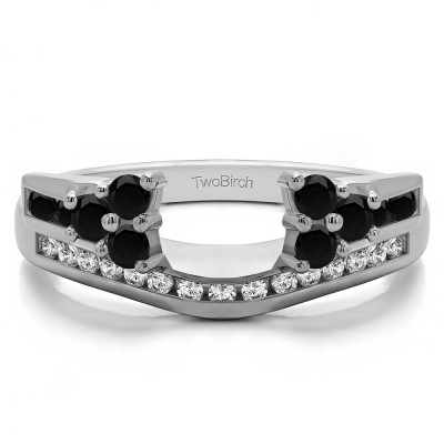 0.5 Ct. Black and White Round Cluster Anniversary ring wrap